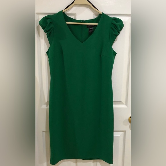 Enfocus Studio Dresses & Skirts - EnFocus Dress WM. Deep Green Stretchy Casual Classic#Puff Sleeves# Size 12. L.